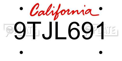 9TJL691 California License Plate