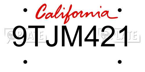 9TJM421 California License Plate