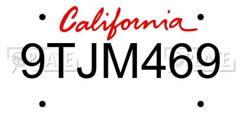 9TJM469 California License Plate