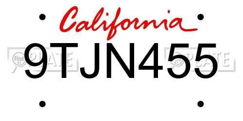 9TJN455 California License Plate