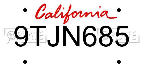 9TJN685 California License Plate