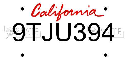 9TJU394 California License Plate