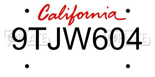 9TJW604 California License Plate