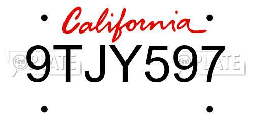 9TJY597 California License Plate