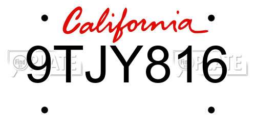 9TJY816 California License Plate