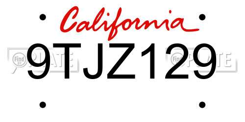 9TJZ129 California License Plate