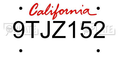 9TJZ152 California License Plate