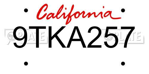 9TKA257 California License Plate