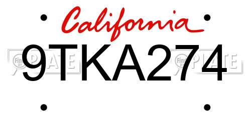 9TKA274 California License Plate