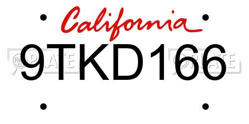 9TKD166 California License Plate