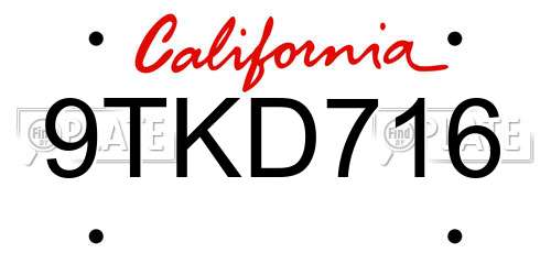 9TKD716 California License Plate