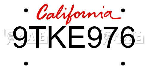 9TKE976 California License Plate