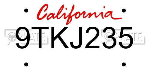 9TKJ235 California License Plate