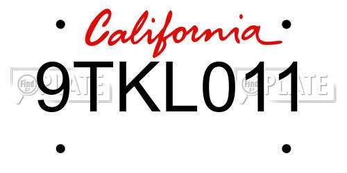 9TKL011 California License Plate
