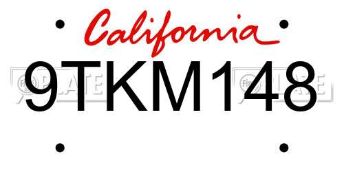 9TKM148 California License Plate