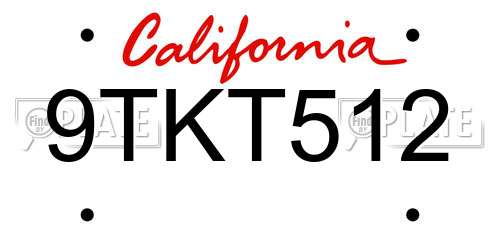 9TKT512 California License Plate