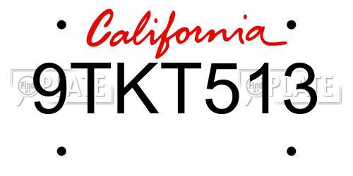 9TKT513 California License Plate