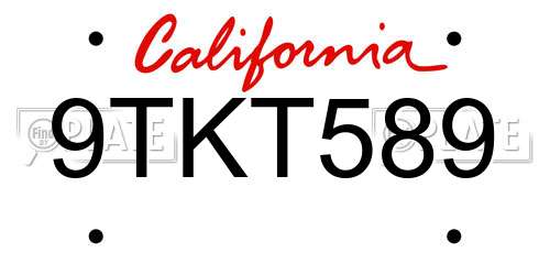 9TKT589 California License Plate