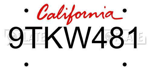 9TKW481 California License Plate