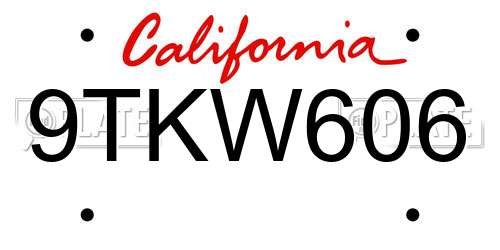 9TKW606 California License Plate