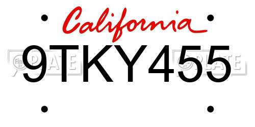 9TKY455 California License Plate