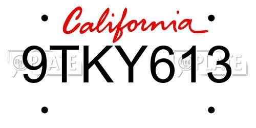 9TKY613 California License Plate