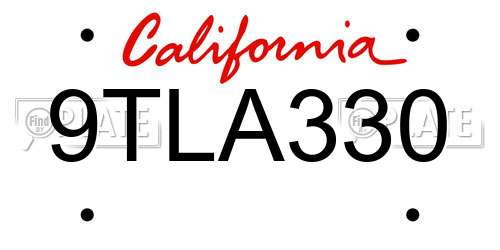 9TLA330 California License Plate