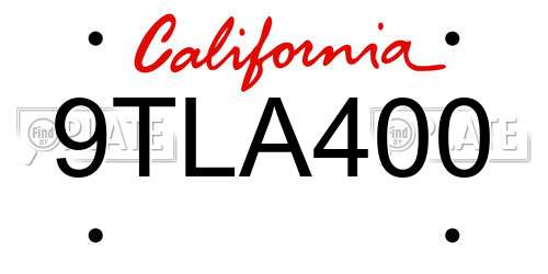 9TLA400 California License Plate