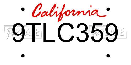 9TLC359 California License Plate
