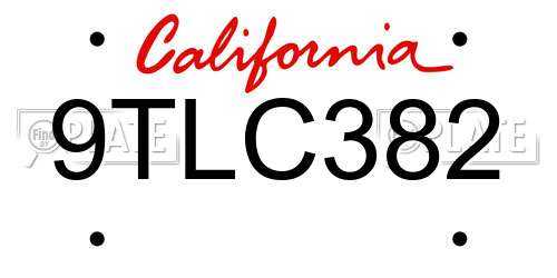 9TLC382 California License Plate