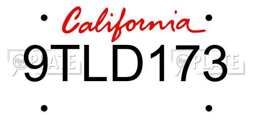 9TLD173 California License Plate