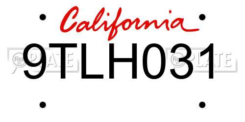 9TLH031 California License Plate