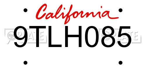 9TLH085 California License Plate