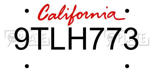 9TLH773 California License Plate