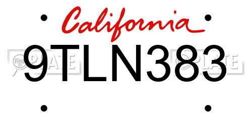 9TLN383 California License Plate