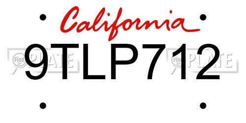9TLP712 California License Plate