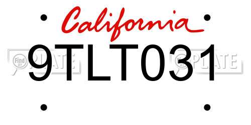9TLT031 California License Plate