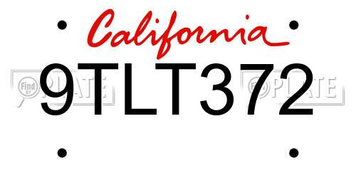 9TLT372 California License Plate