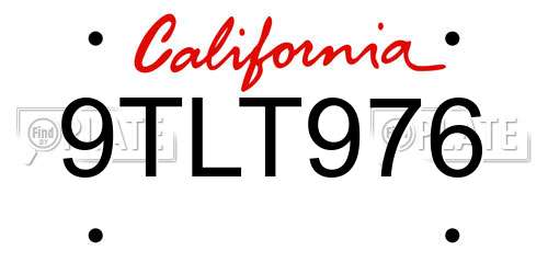 9TLT976 California License Plate