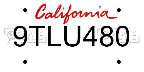 9TLU480 California License Plate