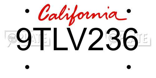 9TLV236 California License Plate