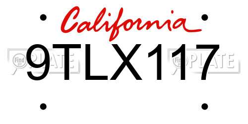 9TLX117 California License Plate