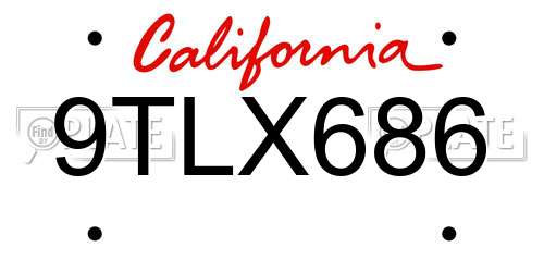 9TLX686 California License Plate