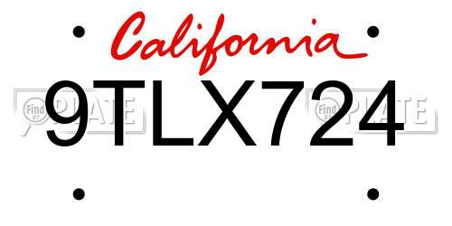 9TLX724 California License Plate