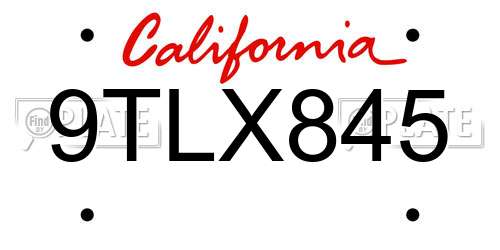9TLX845 California License Plate