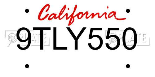 9TLY550 California License Plate