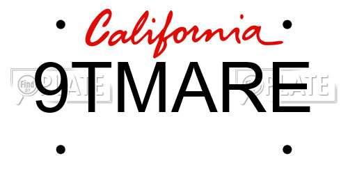 9TMARE California License Plate