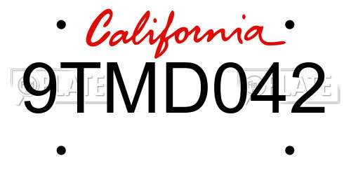 9TMD042 California License Plate