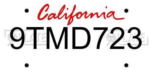 9TMD723 California License Plate