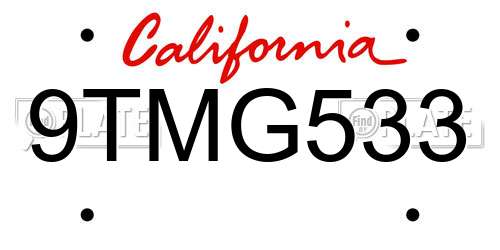 9TMG533 California License Plate